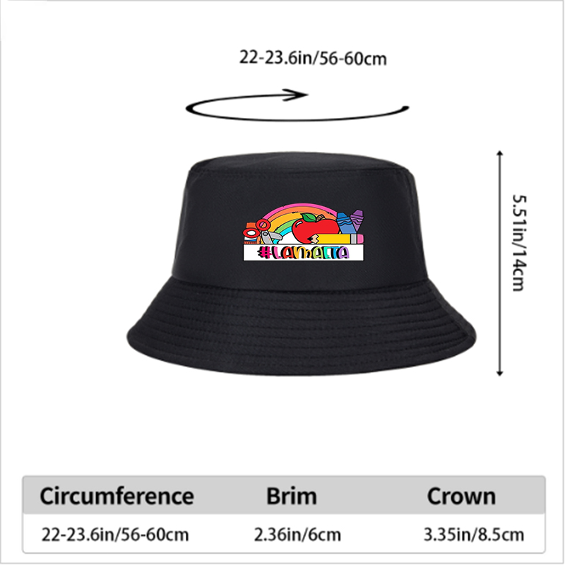 Unisex Classic Bucket Hat with Rainbow Apple Crayon Print #LAMAAETA - Perfect for School, Outdoor Activities, and Casual Wear - Ideal for Students and Young Adults