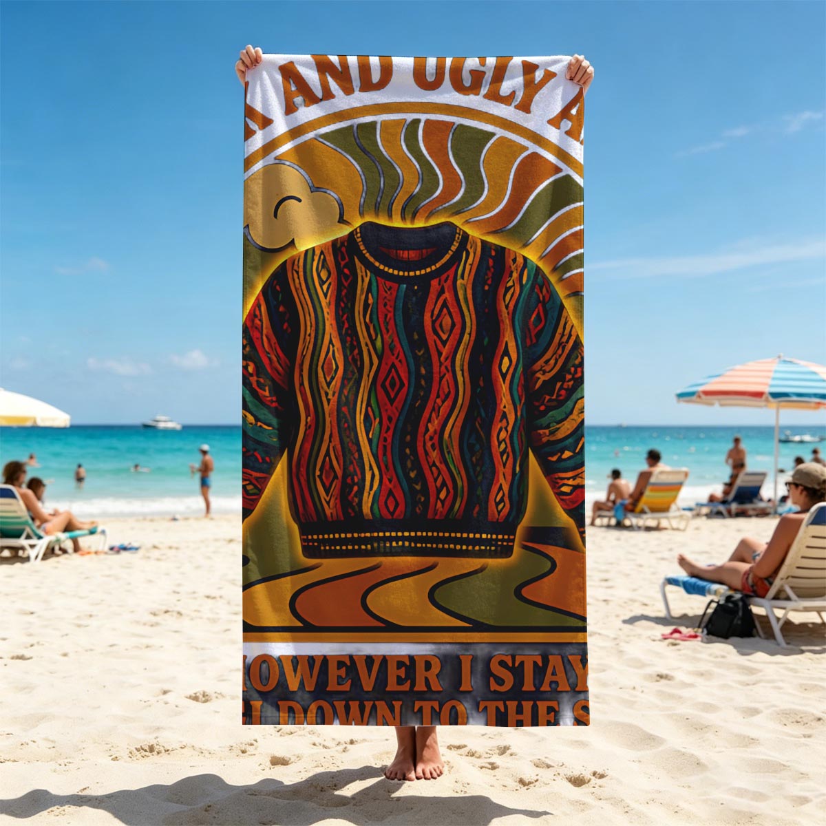 Black and Ugly as Ever: Coogi Sweater Artwork - Beach towels
