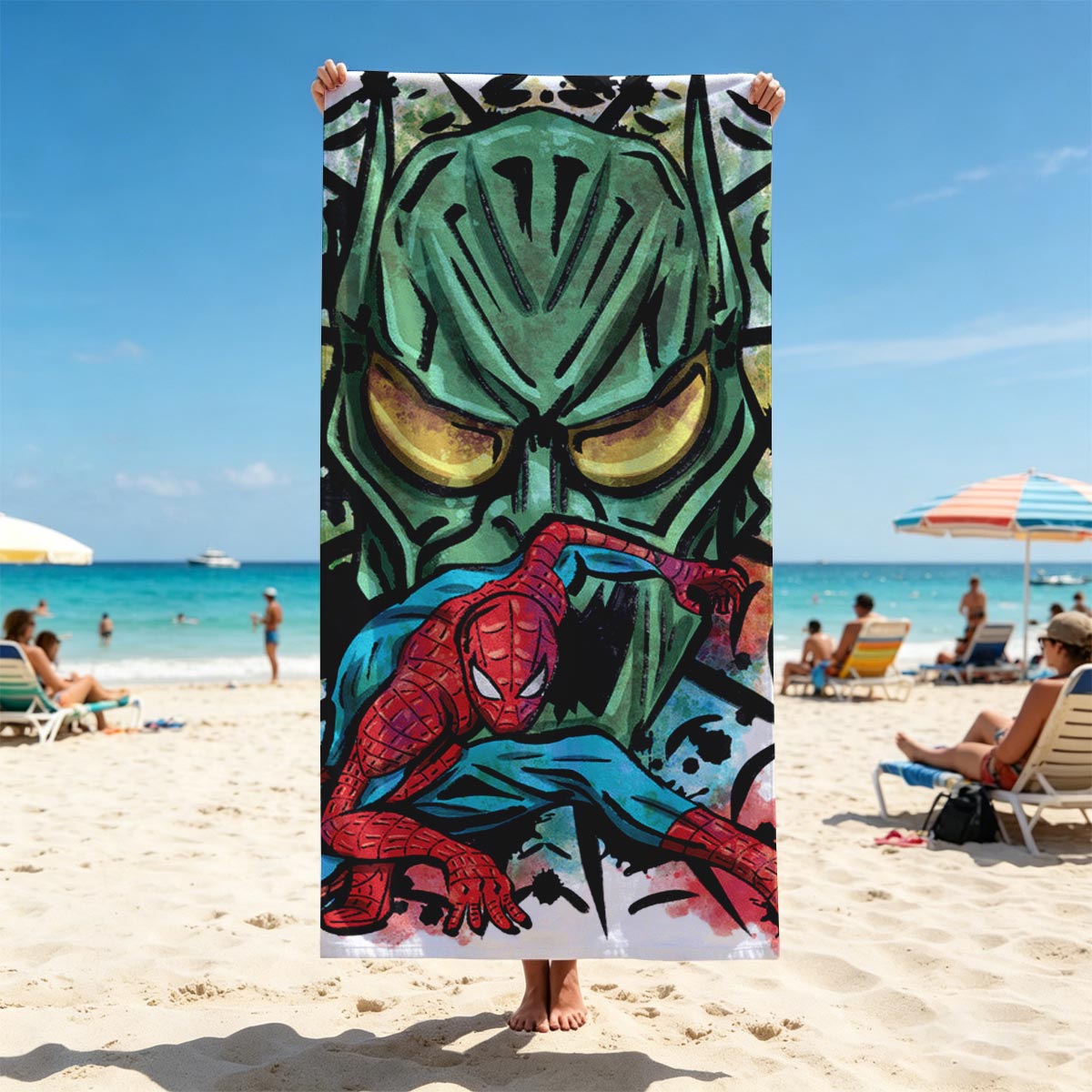 Spider-Man vs. Green Goblin: Epic Clash of Heroes and Villains - Beach towels