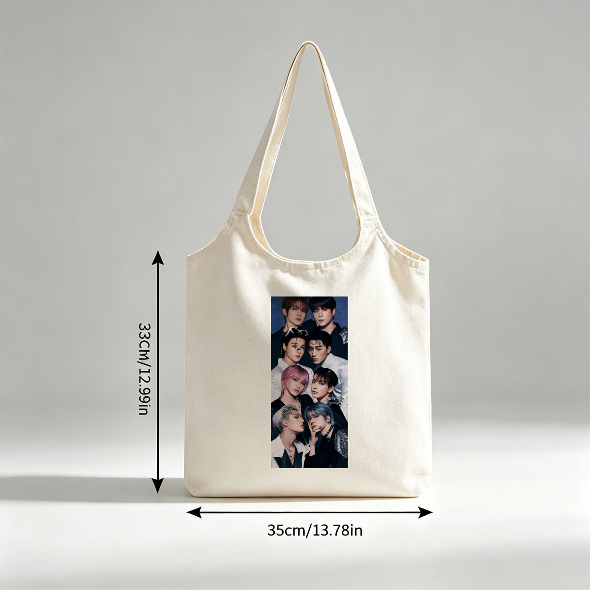 Stray Kids Group Portrait in Stylish Black and White Outfits with Bold Hair Colors and Fashion Accessories - Canvas shoulder bags/