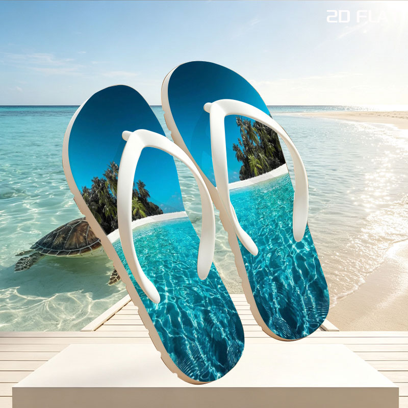 Crystal Clear Waters and Palm Trees on a Tropical Beach -  flip-flops
