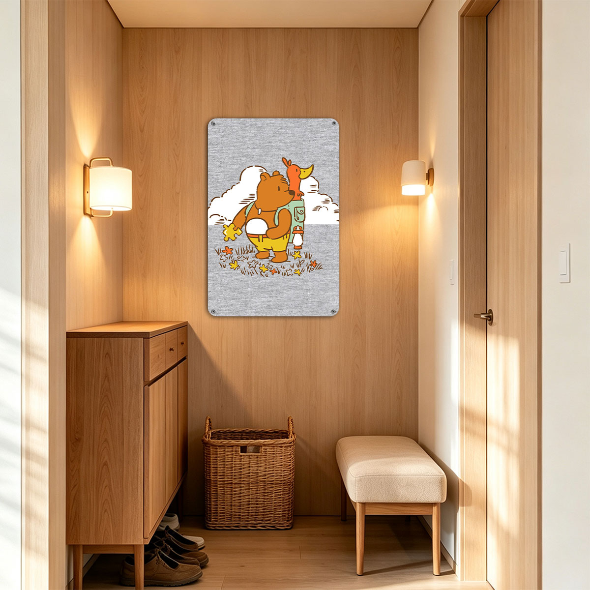 Bear and Duck Adventure in the Field - painting