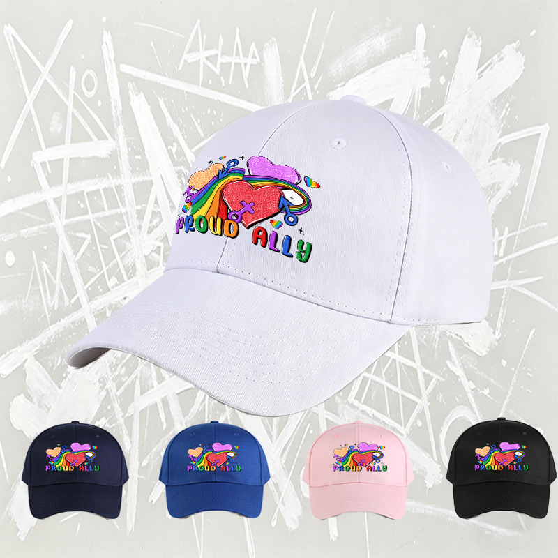 Unisex Classic Baseball Cap with Pride Rainbow Hearts and 