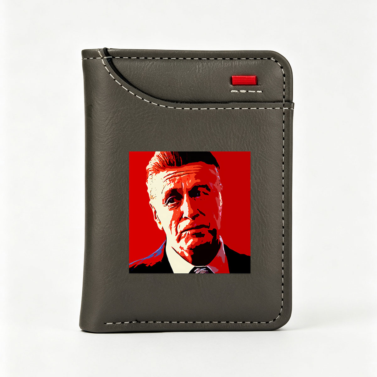 Dwayne Johnson in a bold red and white pop art style portrait - Vertical Style Wallet