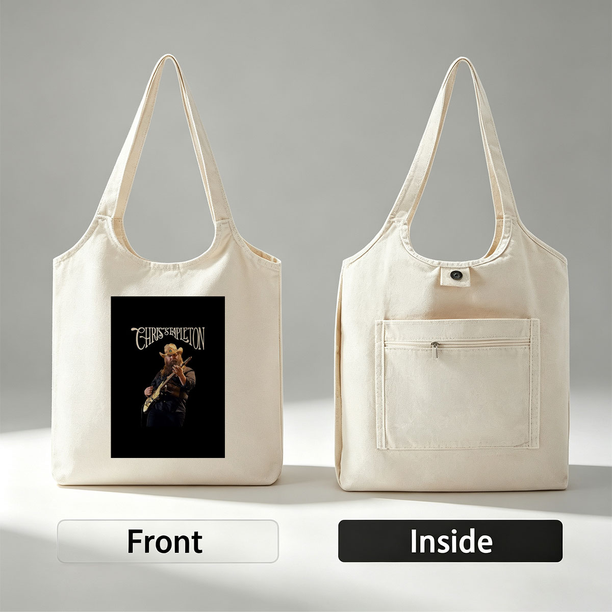 Chris Stapleton Live Performance Playing Guitar on Stage - Canvas shoulder bags/