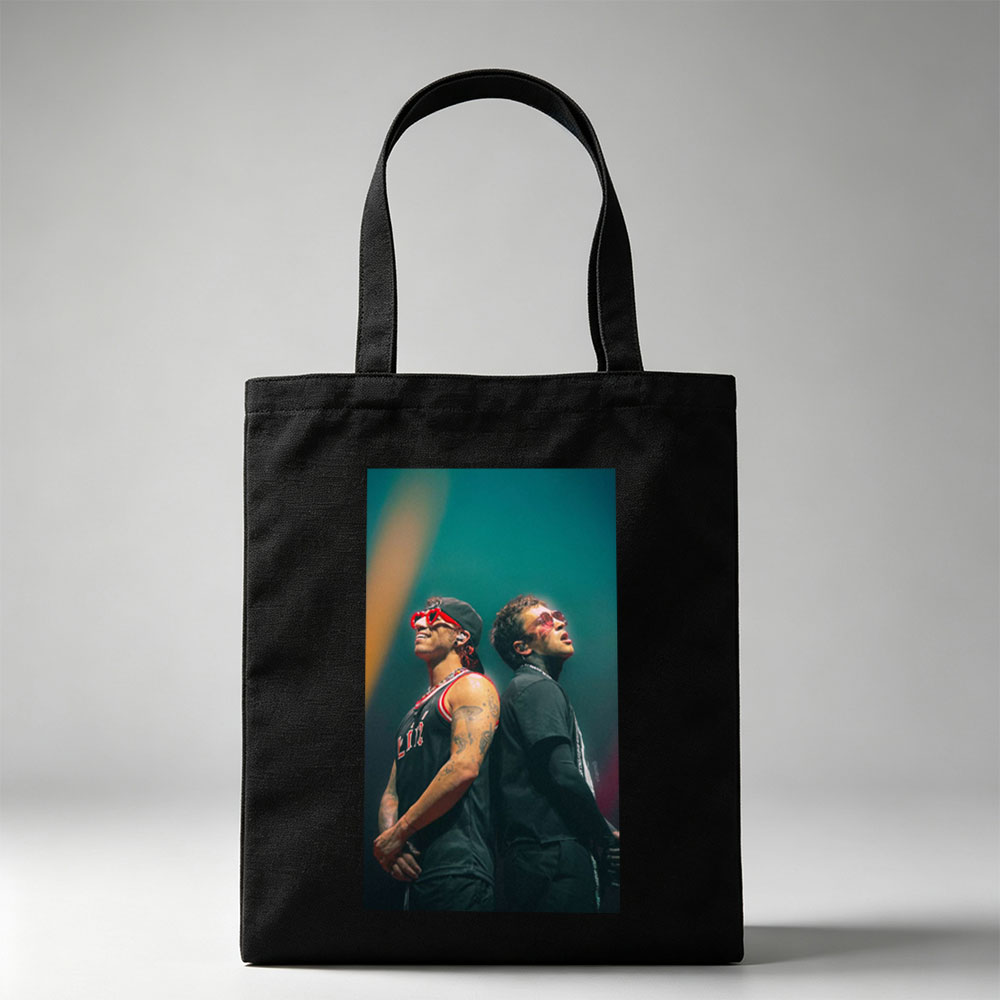 Lil Wayne and The Weeknd on Stage Performing at a Concert - Canvas tote bags