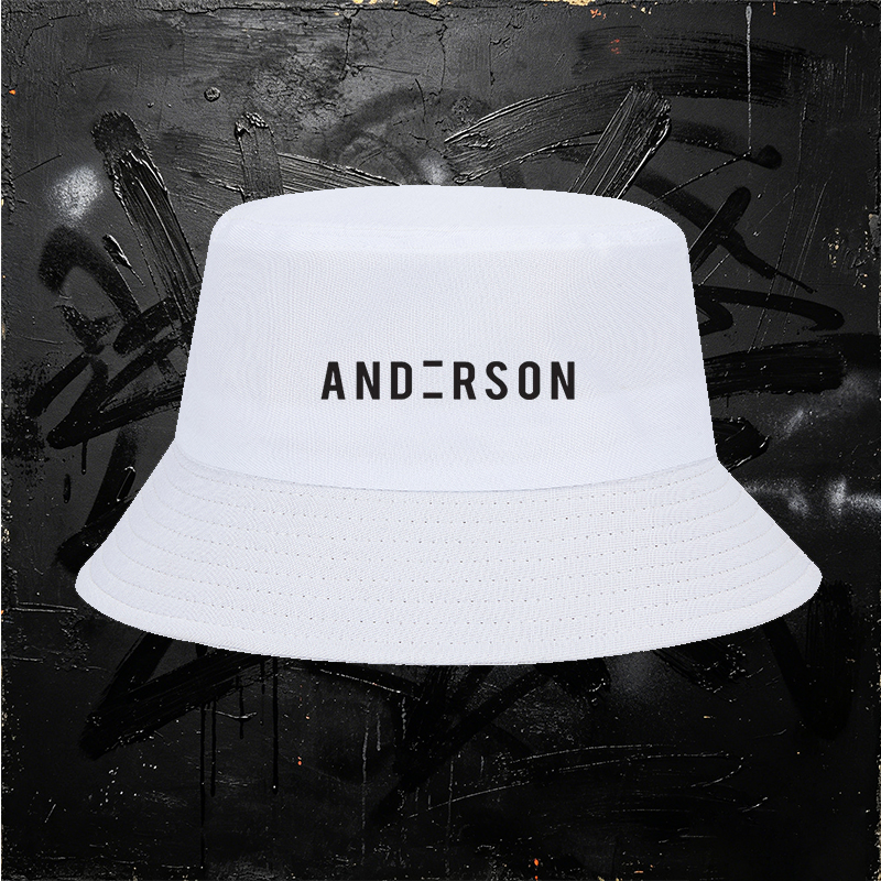 Unisex Fisherman Hat with ANDERSON Logo Print - Classic Cotton Bucket Hat for Outdoor Activities, Travel, and Casual Wear - Suitable for Men and Women Seeking Stylish Sun Protection and Comfortable Daily Use