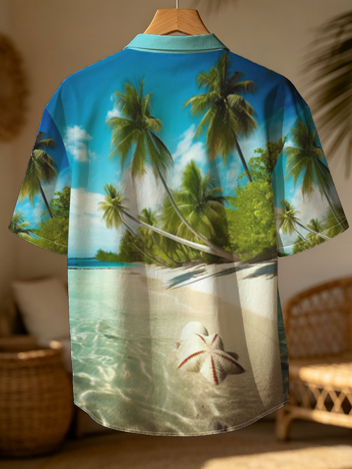 Tropical Beach with Palm Trees and Starfish -  Shirt