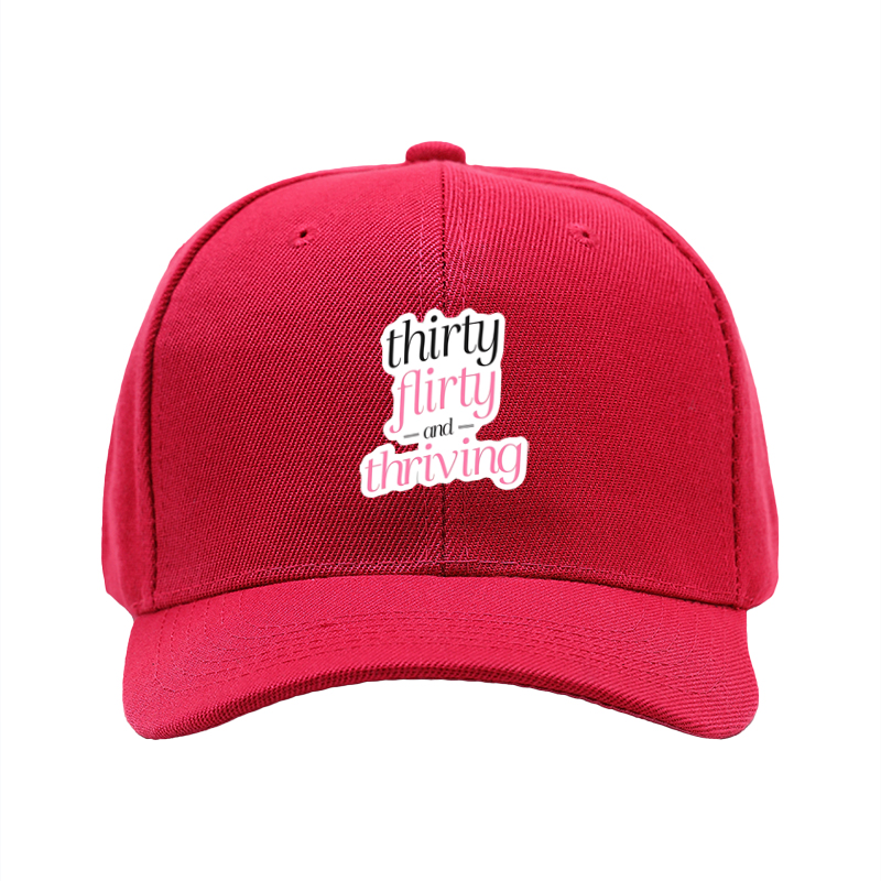 1pc New Baseball Cap Thirty Flirty and Thriving Print Unisex Adjustable Hat for Outdoor Activities Adults Fashion Statement Casual Wear