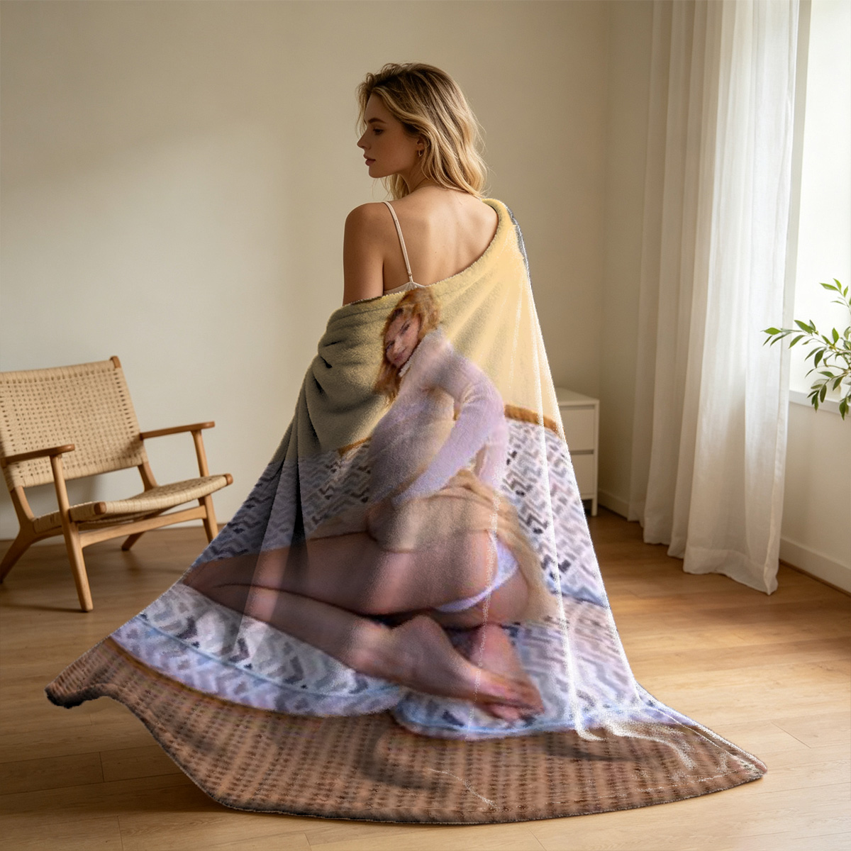 Nude Adriana Lima in High Heels Posing in Doorway - Blanket