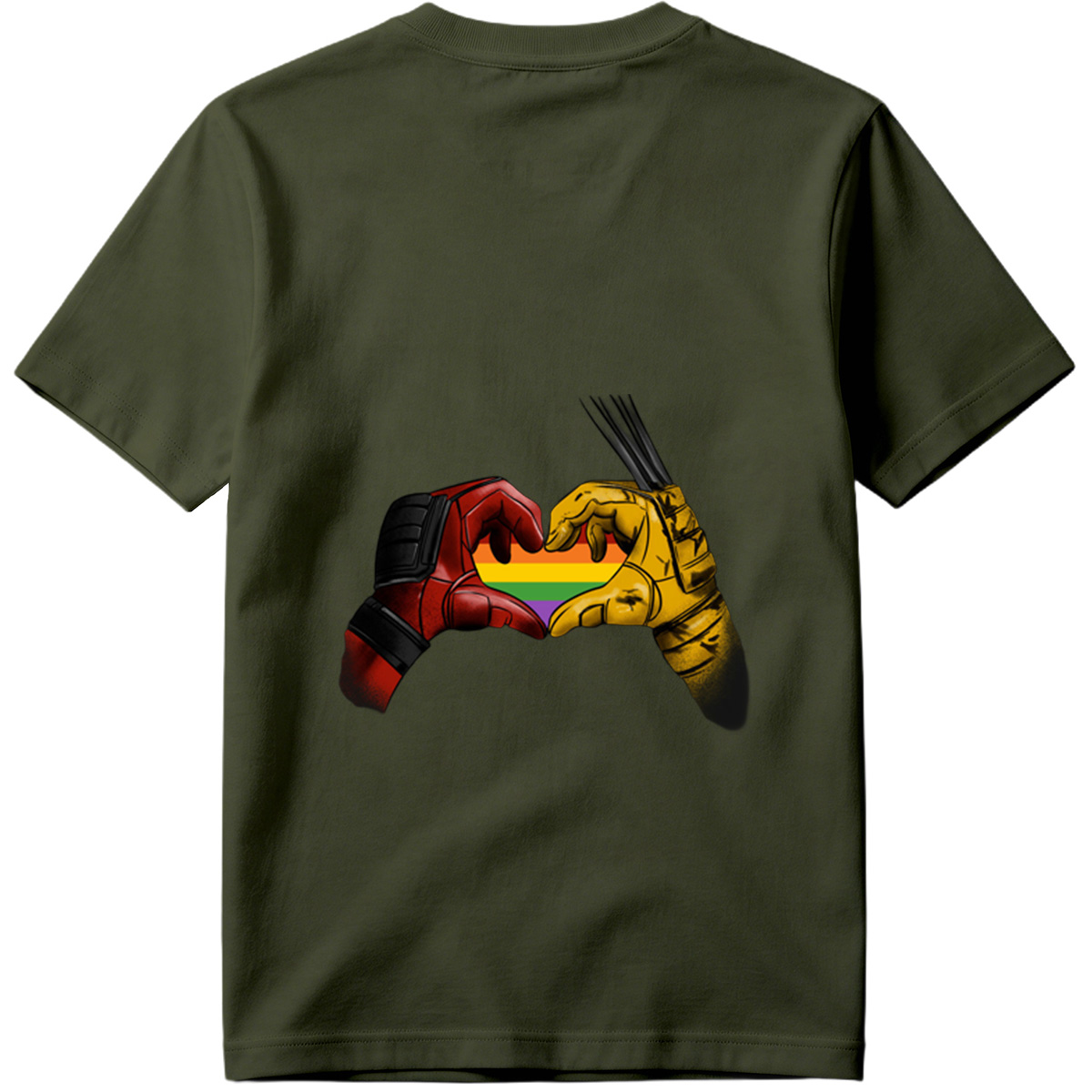 Deadpool and Wolverine Form a Rainbow Heart - Tee