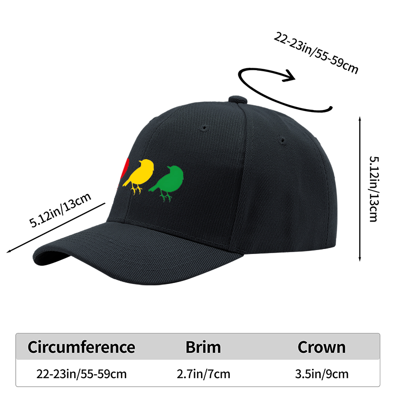 1pc New Baseball Cap with Colorful Birds Print and Text Design Unisex Adjustable Hat for Outdoor Activities and Casual Wear Suitable for Adults and Teens