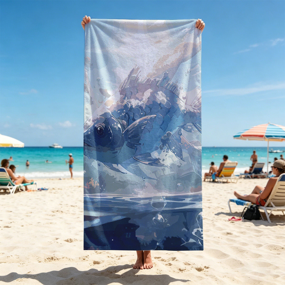 Mystic Fish Leaping Through Sunlit Waters - Beach towels