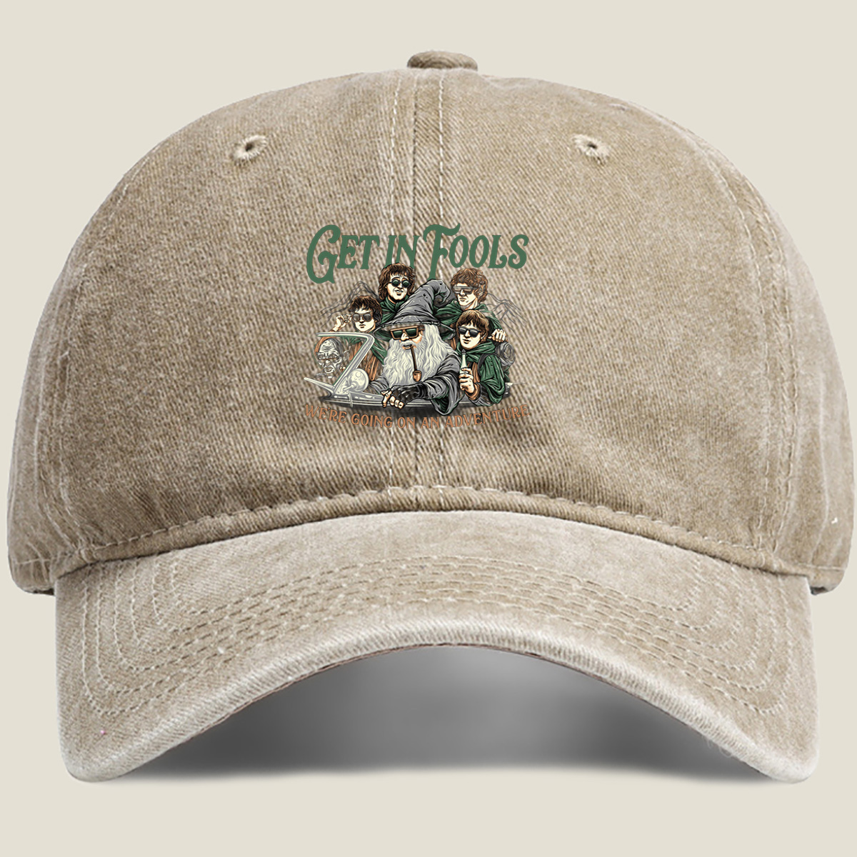 The Lord of the Rings: Frodo, Sam, Merry, Pippin, and Gandalf with a Modern Twist - Washed Denim - Baseball Cap