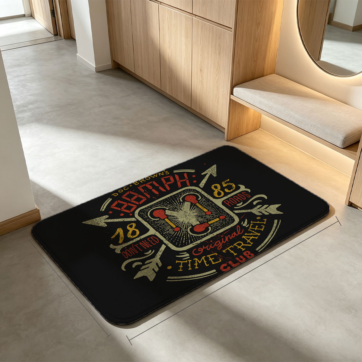 Doc Brown's 88 MPH Time Travel Club: Original 1985 Road Trip - Flannel floor mat