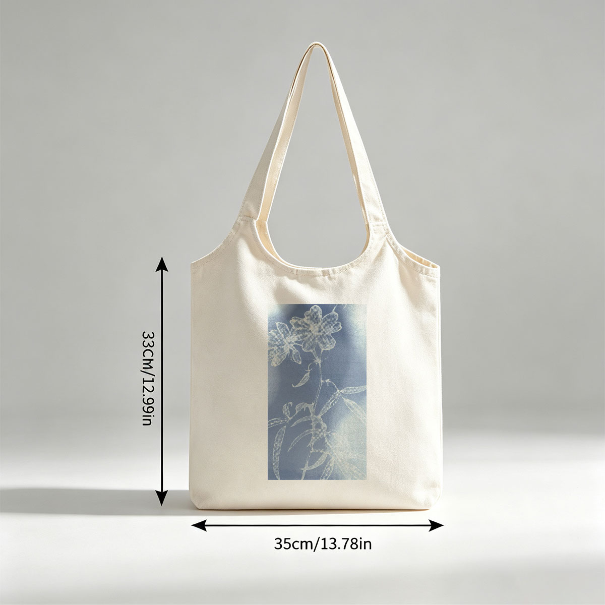 Taylor Swift in a Dreamy Floral Scene with Ethereal Blue and White Botanical Patterns - Canvas shoulder bags/
