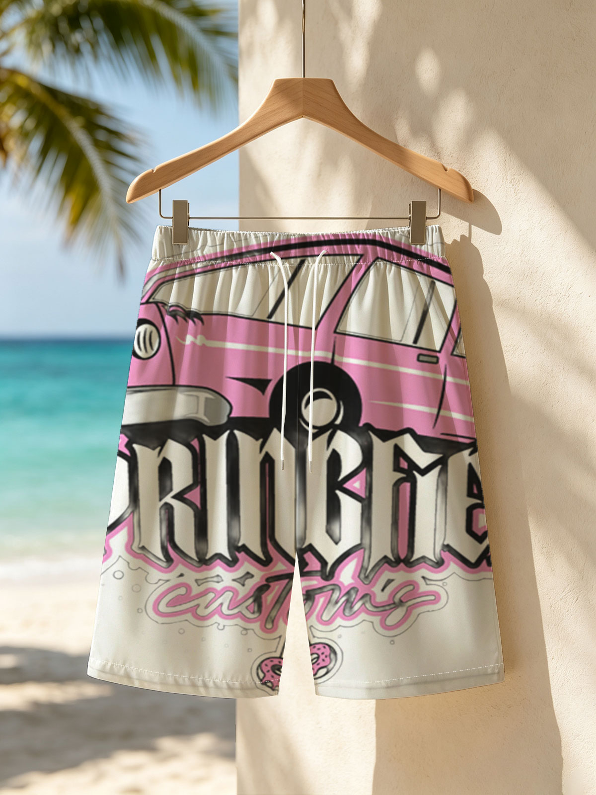 Springfield Customs Pink Car Logo -  Beach shorts