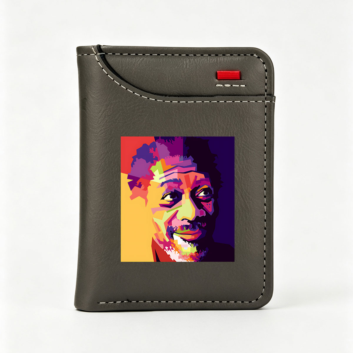 Colorful Abstract Portrait of a Man with Vibrant Geometric Patterns - Vertical Style Wallet
