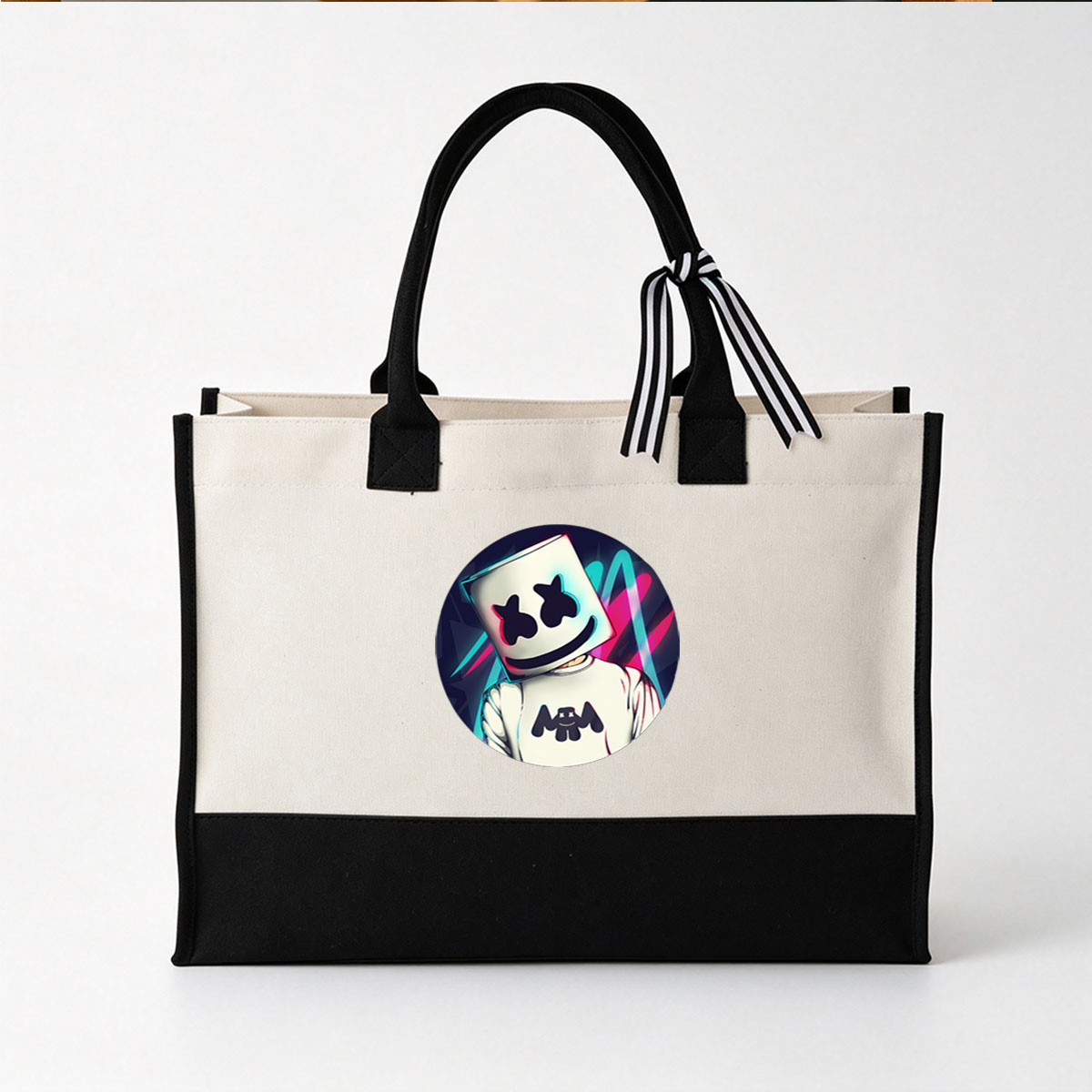 Marshmello DJ Music Icon - Canvas patchwork gift tote bag