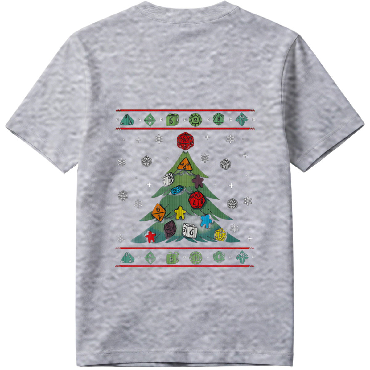 D&D Christmas Tree with Polyhedral Dice Decorations - Tee