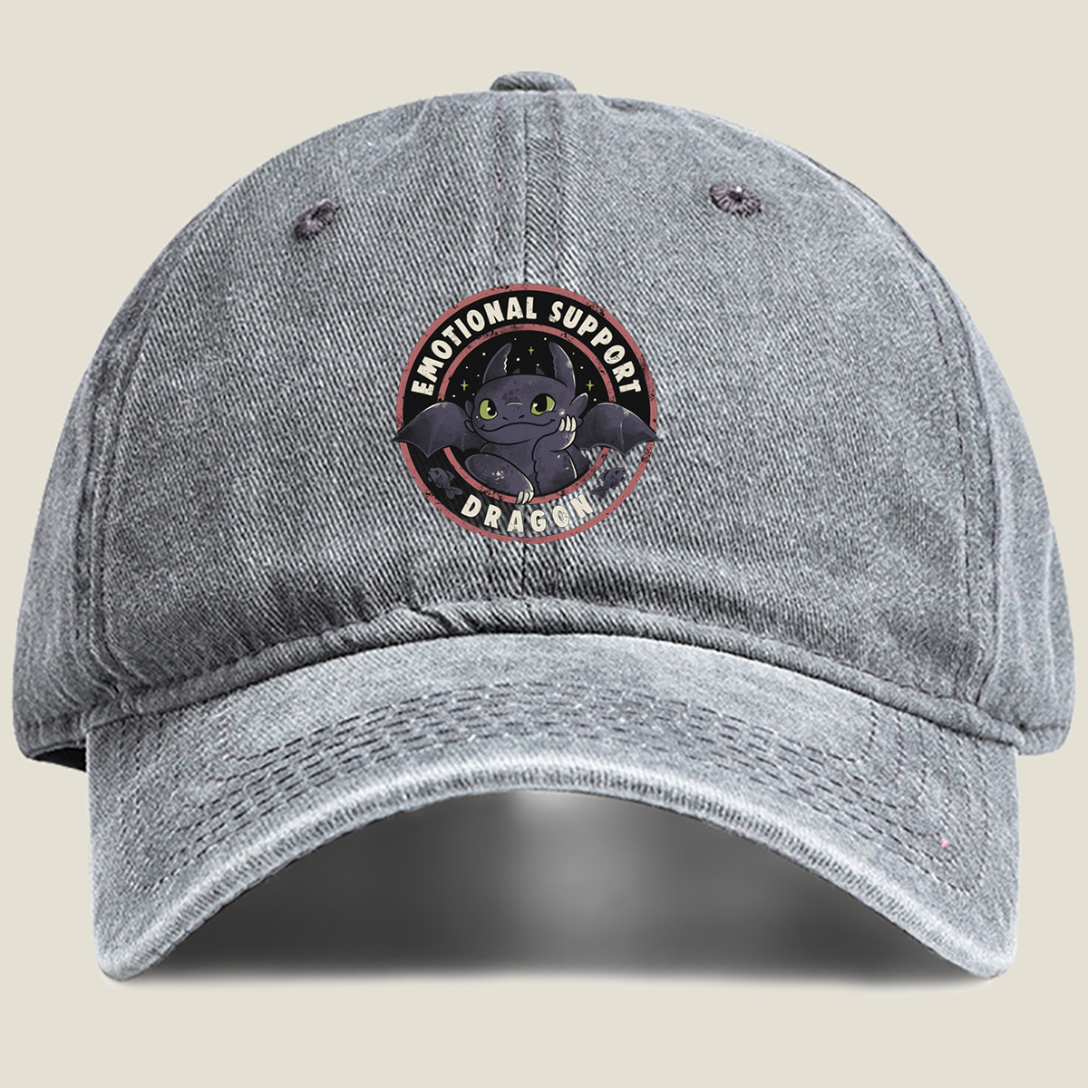 Emotional Support Dragon - Toothless - Washed Denim - Baseball Cap