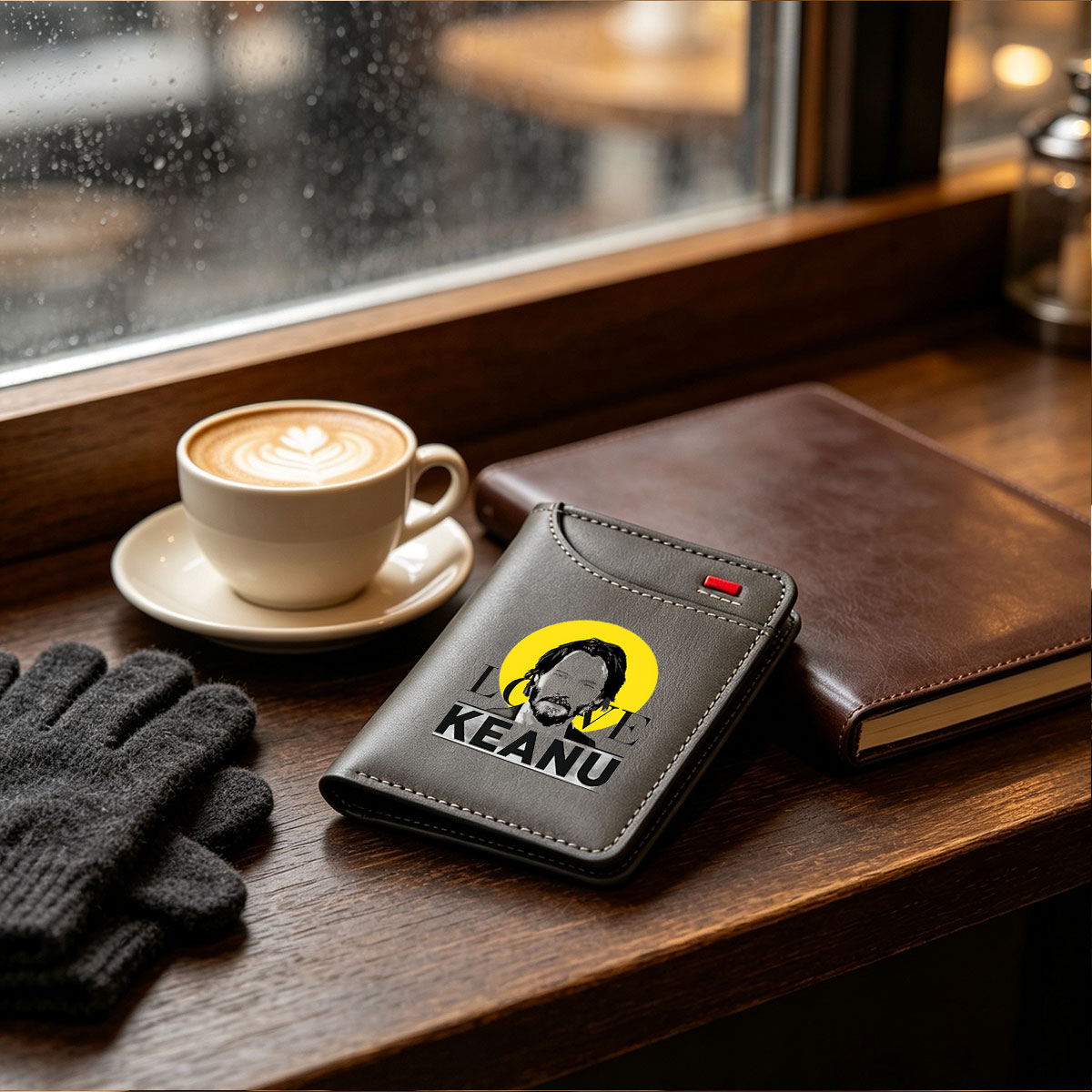Keanu Reeves Love Portrait with Yellow Halo Background - Vertical Style Wallet