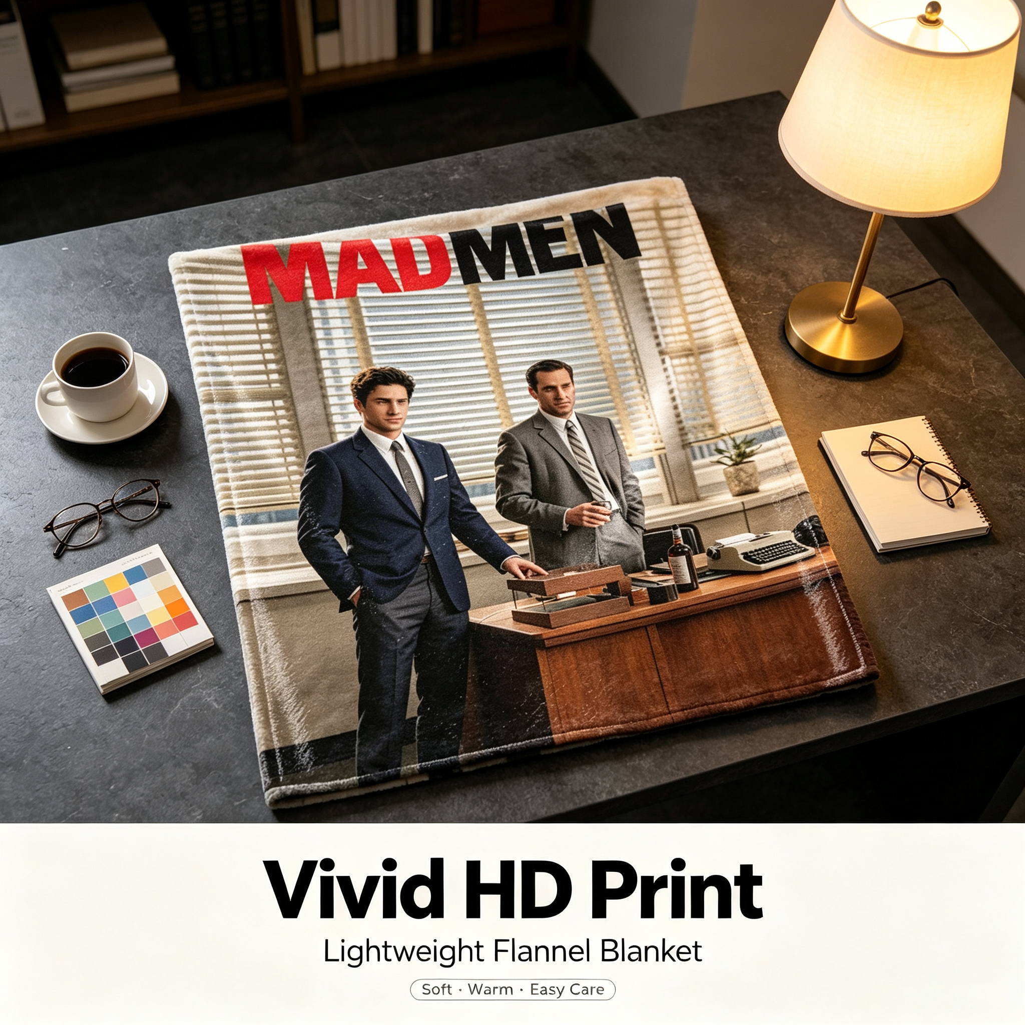 Custom Face Blanket Mad Men TV Show Flannel Blanket Office Theme Gift for Fans and Collectors