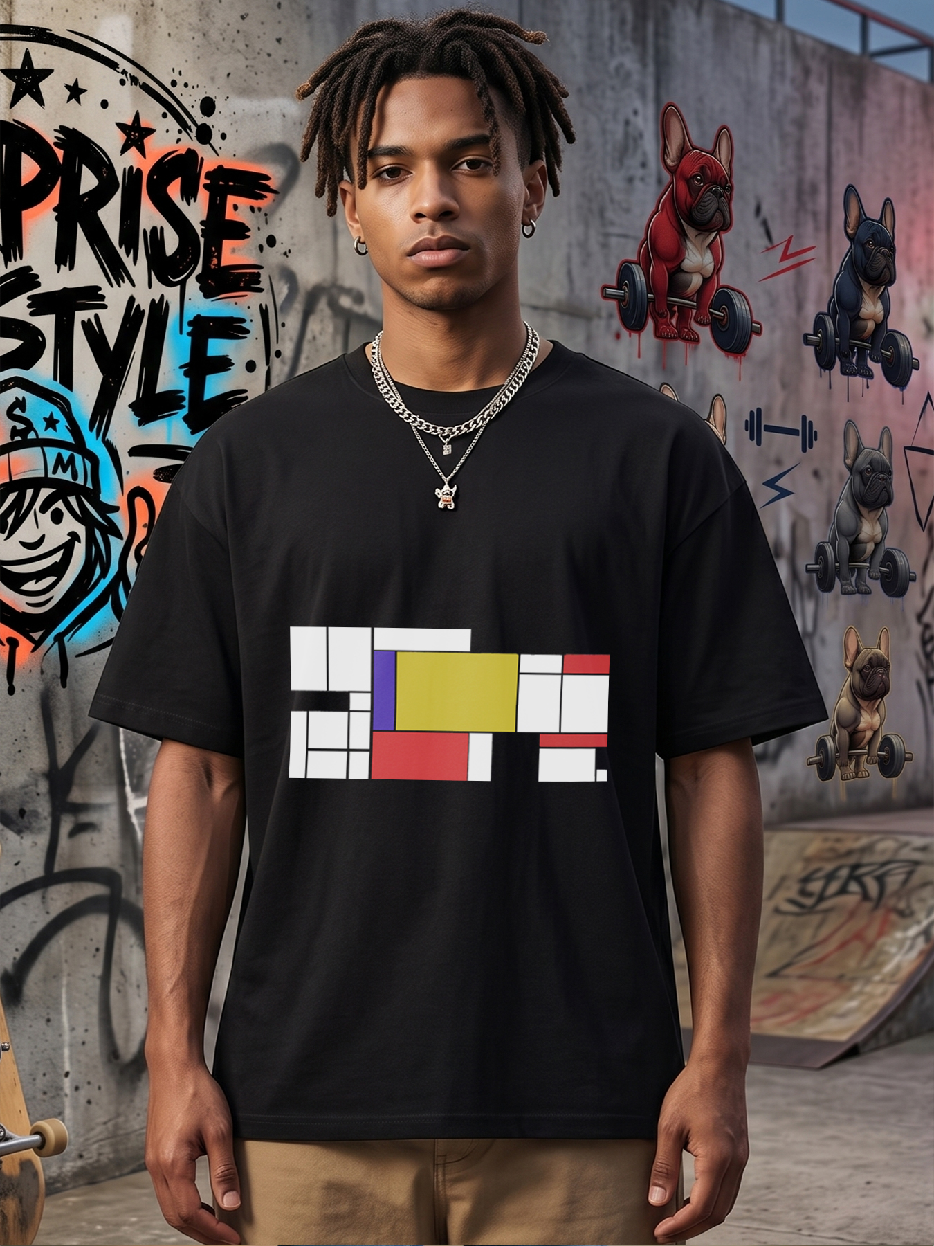 Men's Printed T-Shirt Geometric Abstract Pattern Color Block Design Casual Round Neck Summer Lightweight Breathable Short Sleeve Tee for Daily Wear Outdoor Activities Urban Style Adults