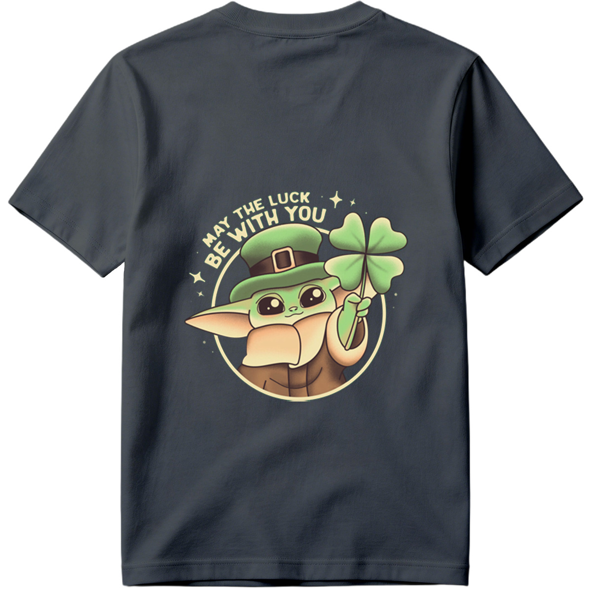 Baby Yoda Wearing Leprechaun Hat Holding Four Leaf Clover with 