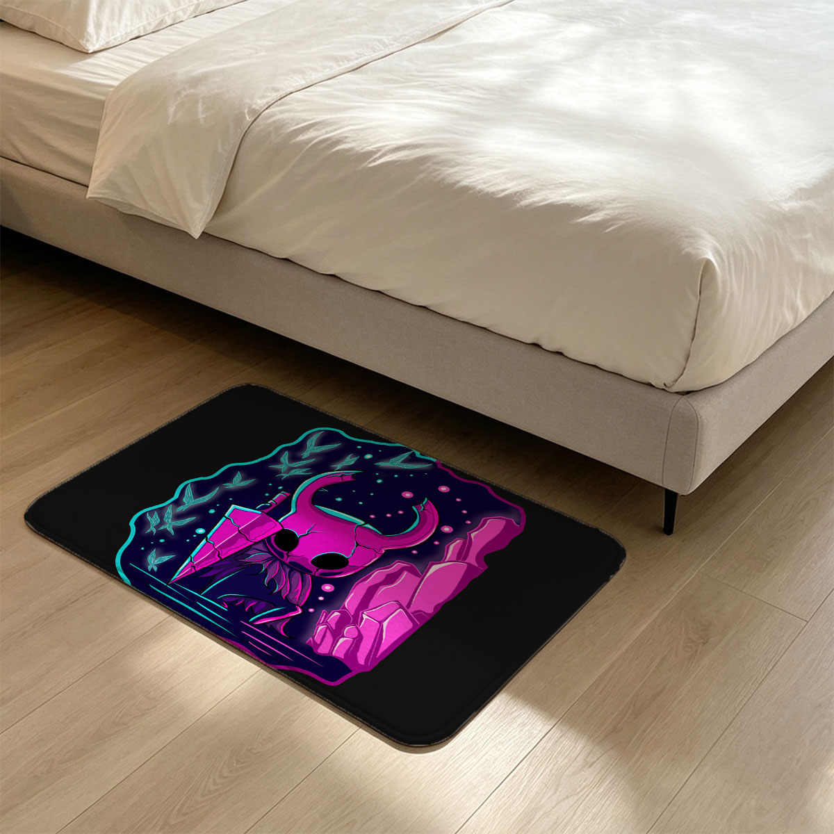Hollow Knight in a Cosmic Crystal Cavern - Flannel floor mat