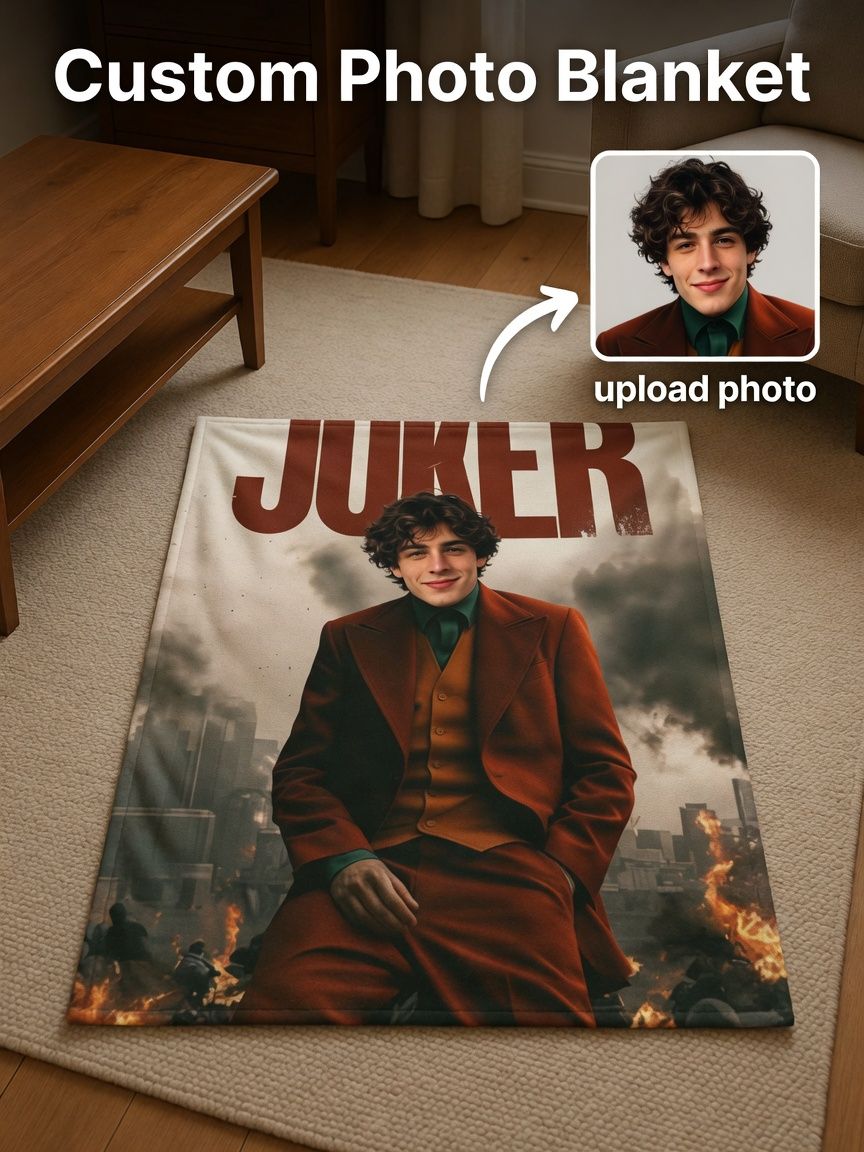 Custom Face Photo Flannel Fleece Blanket Ultra Soft Personalized Throw for Bed Couch and Travel Novelty Gift