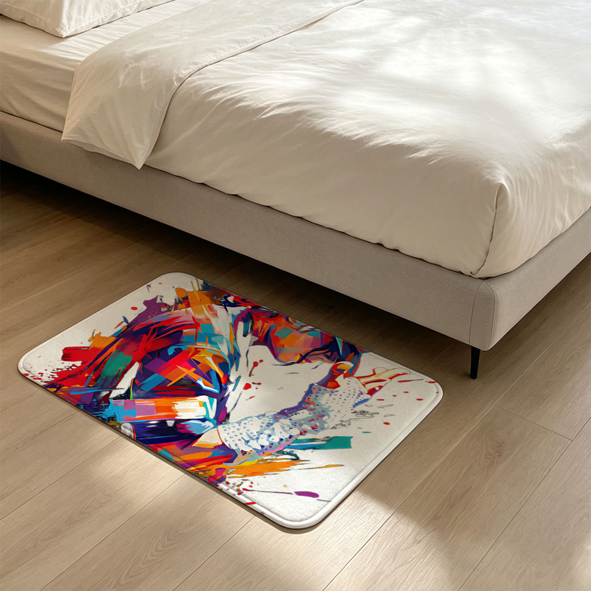 Michael Jackson in Iconic Pose with Colorful Artistic Style - Flannel floor mat
