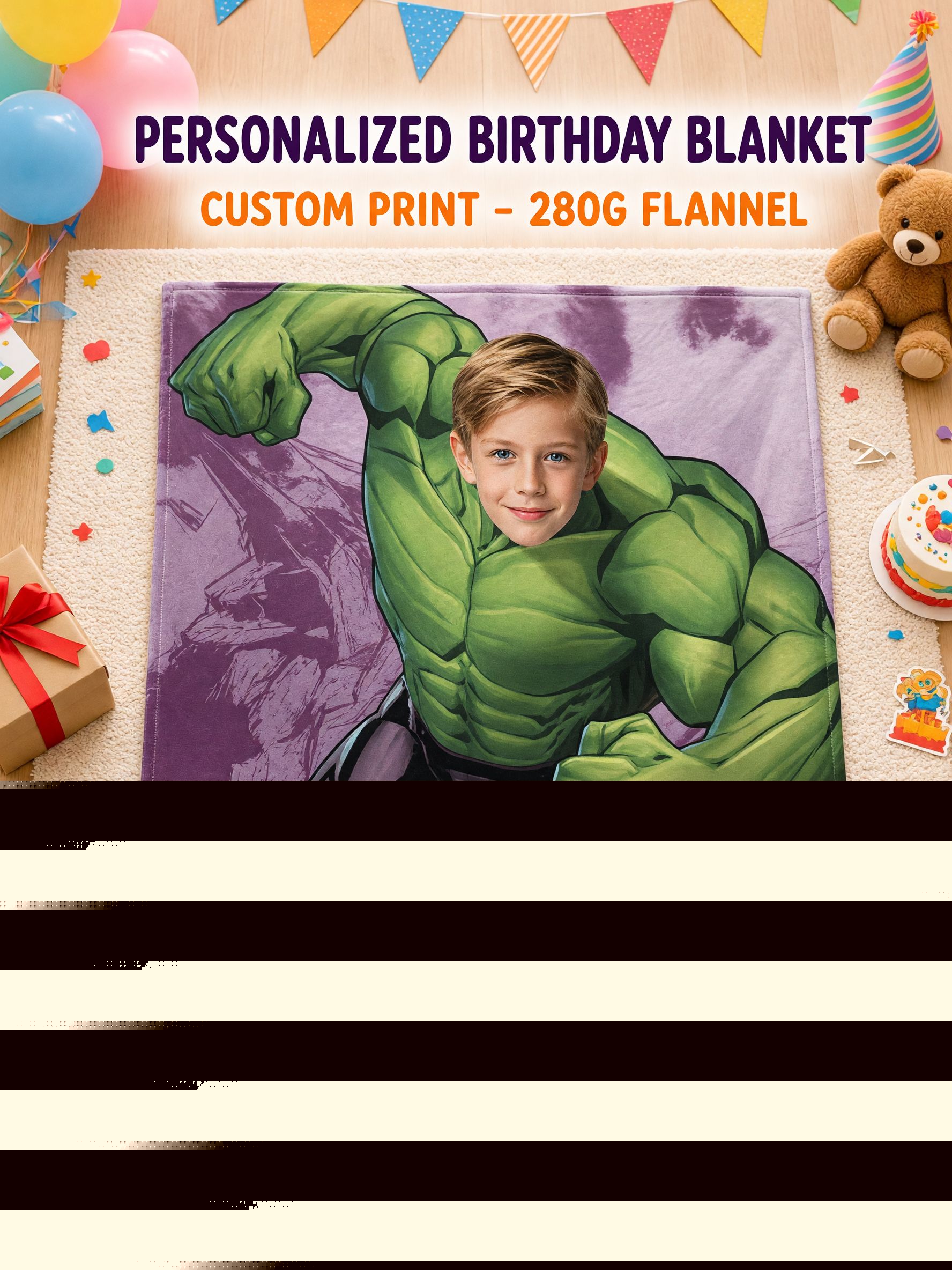 Personalized Superhero Face Photo Blanket, Custom Soft Anti-Pilling Flannel Throw, Unique Cozy Keepsake Gift