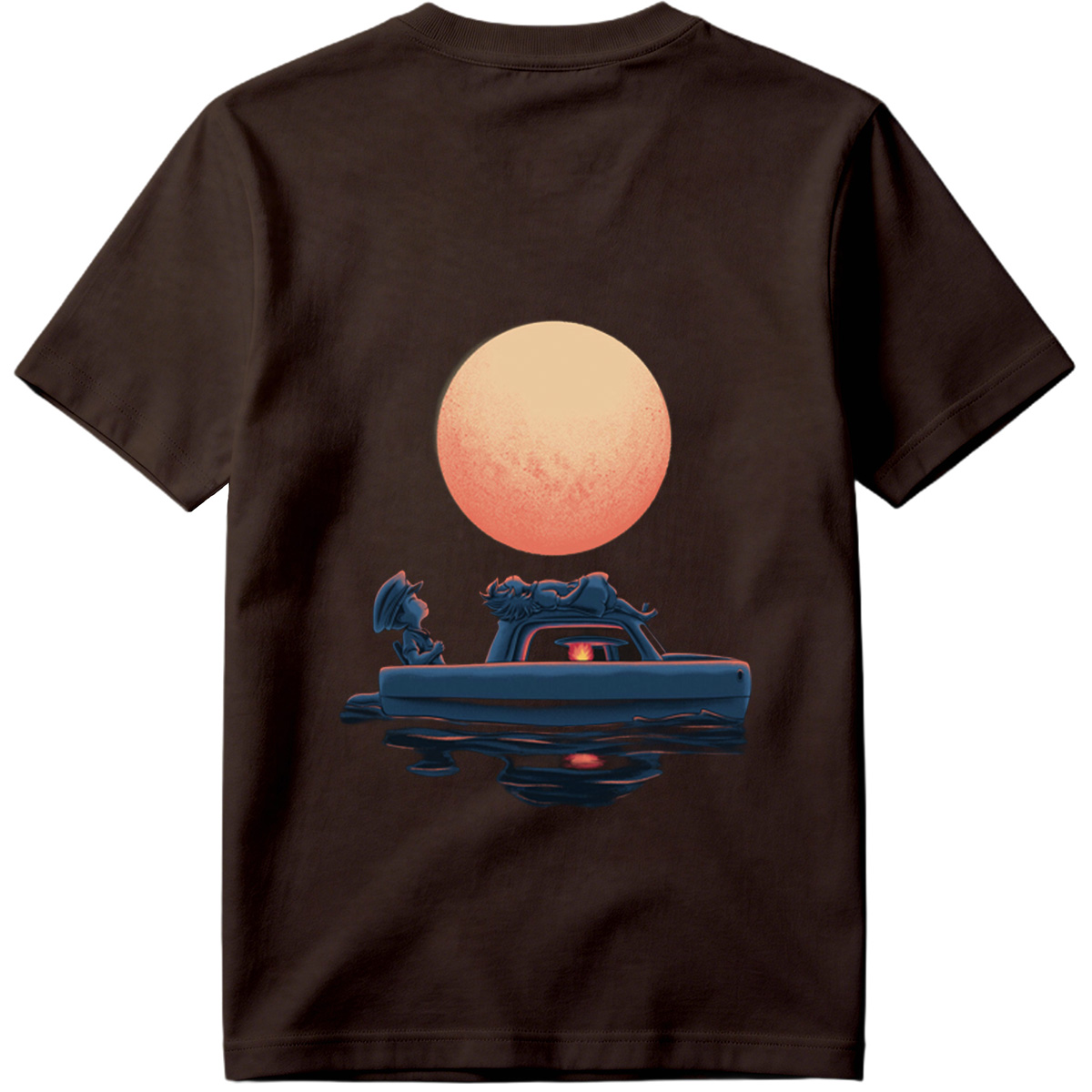 Mario and Bowser in a Boat Under the Moon - Tee