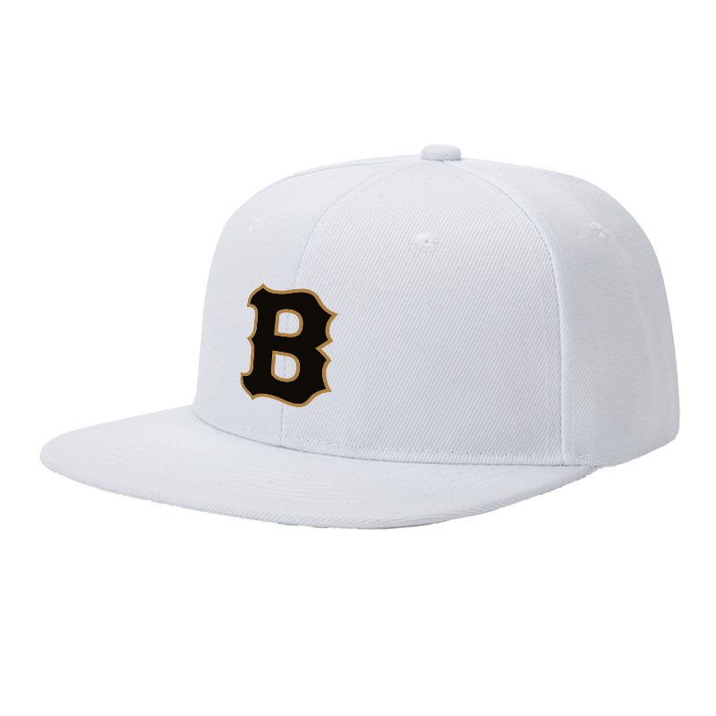 Flat Brim Baseball Cap Gold B Logo Patch Streetwear Underground Skate Style for Basketball Court Skate Park Urban Riders and Hip Hop Artists