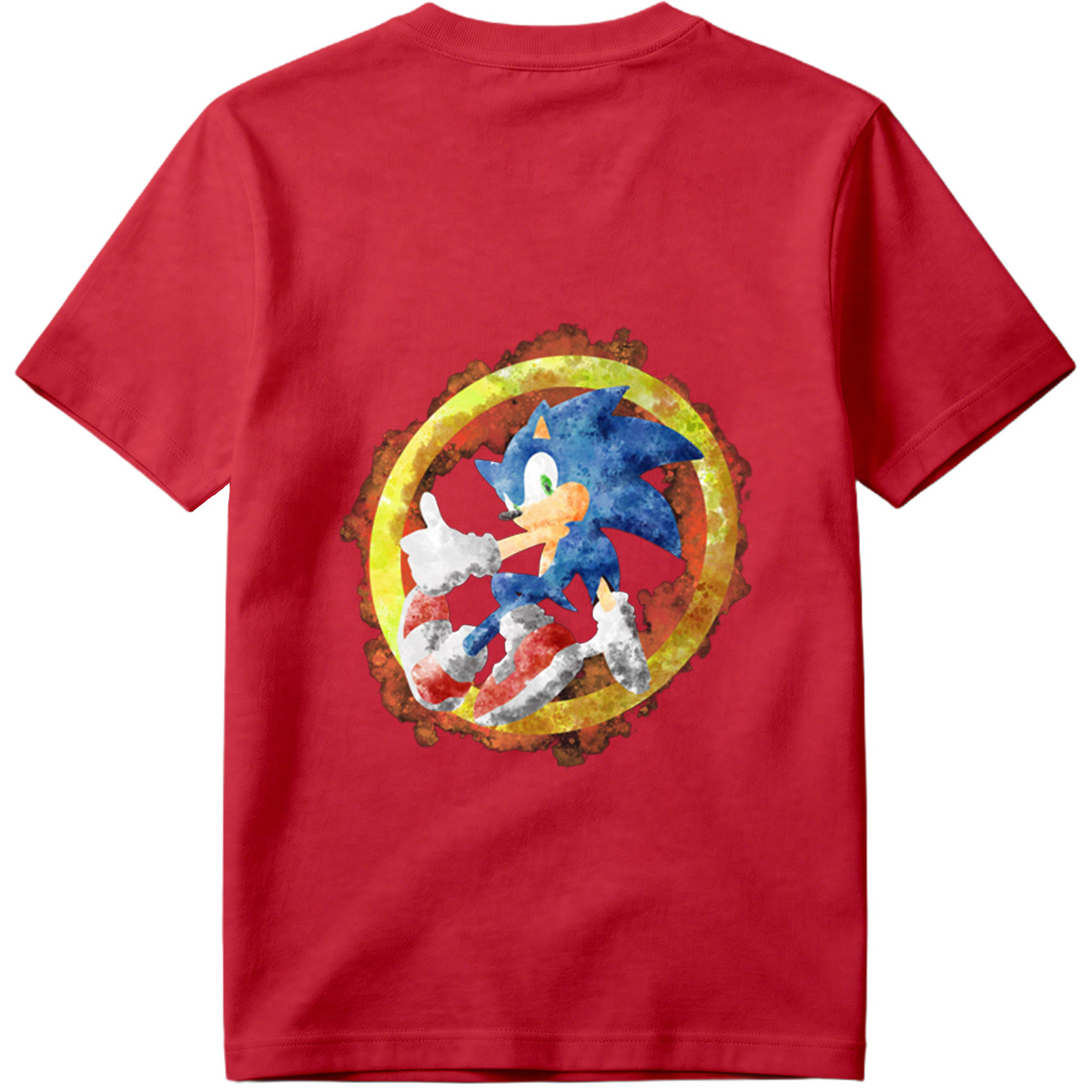 Sonic the Hedgehog in Watercolor Style - Tee