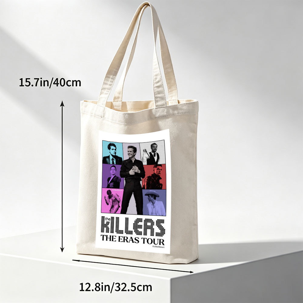 The Killers The Eras Tour Poster Featuring Band Members in Colorful Grid Layout - Canvas tote bags