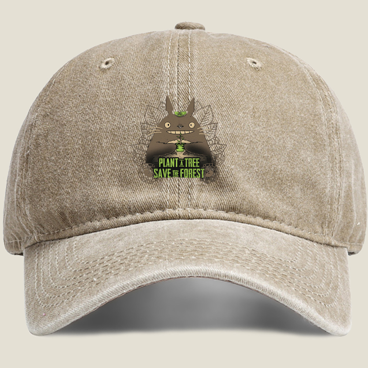 Totoro Plant a Tree Save the Forest - Washed Denim - Baseball Cap