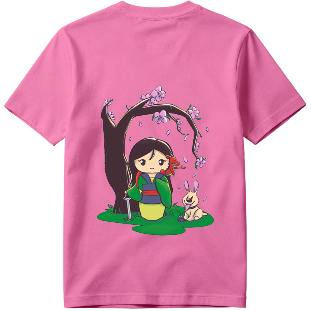 Mulan with Mushu and Cri-Kee Under Cherry Blossom Tree - Tee