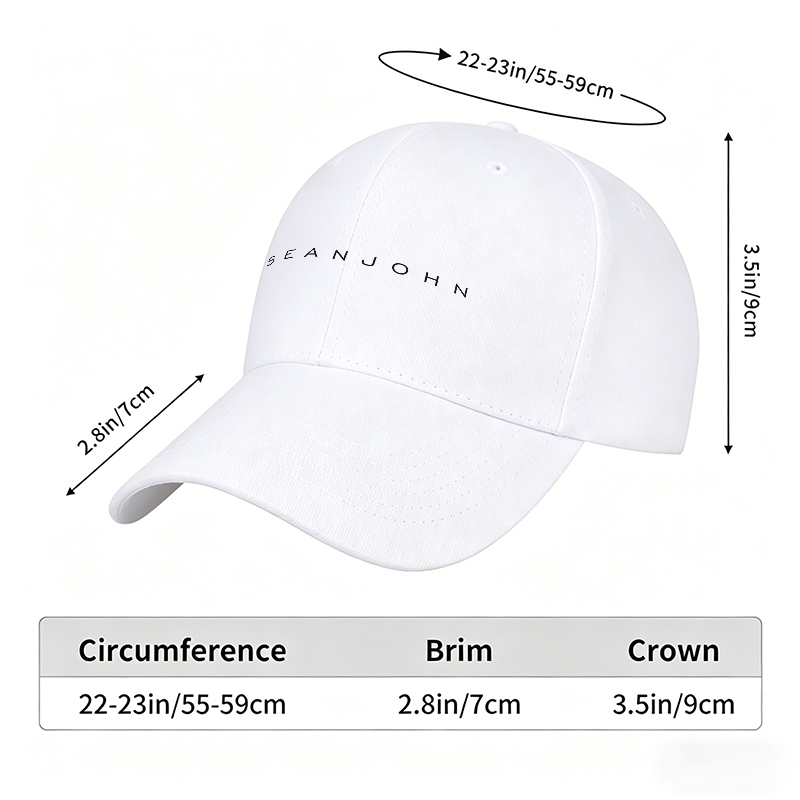 Unisex Classic Baseball Cap with Sean John Embroidered Logo - Stylish Cotton Hat for Outdoor Activities, Sports, and Casual Wear - Perfect for Adults Seeking Comfort and Brand Fashion