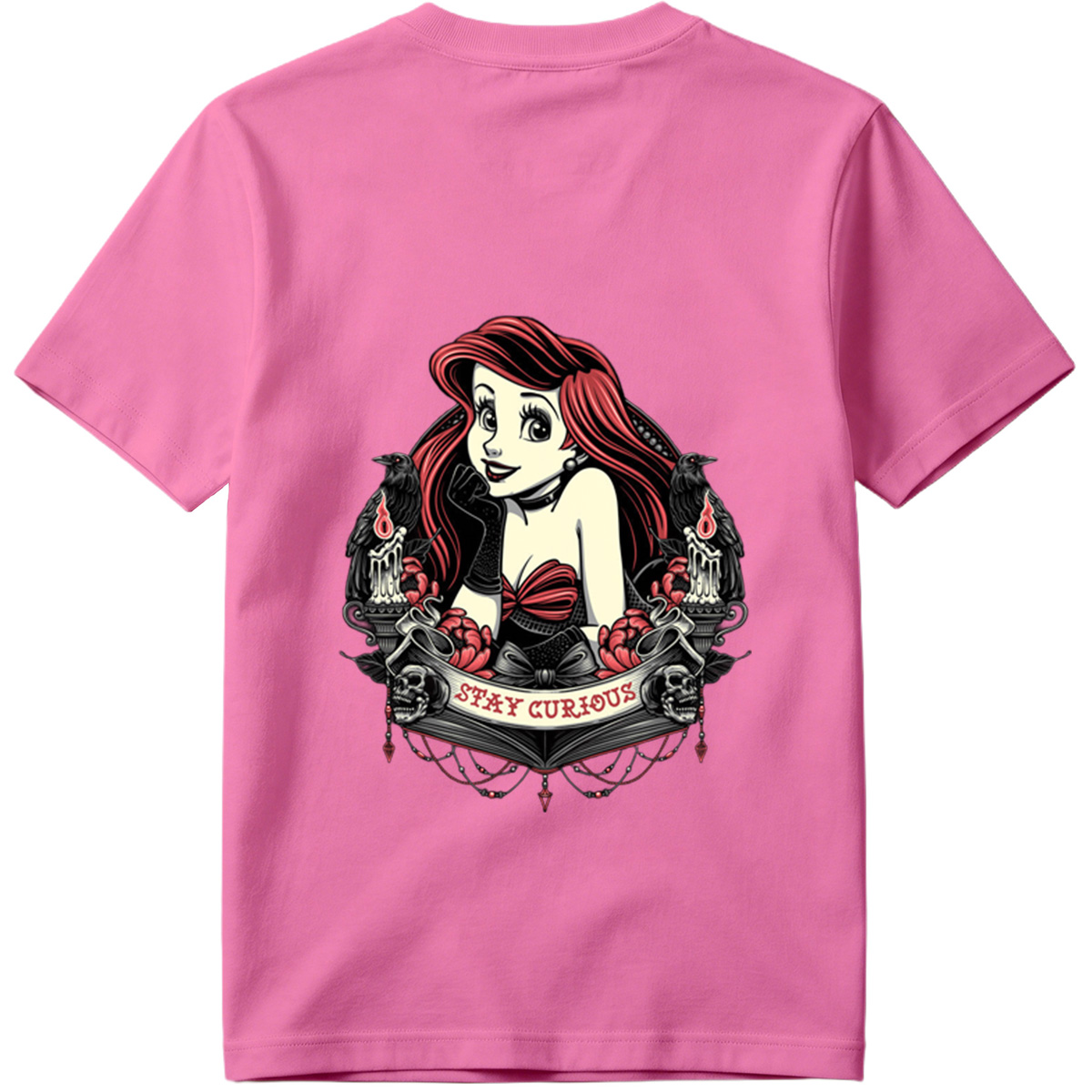 Ariel Stay Curious Gothic Design - Tee