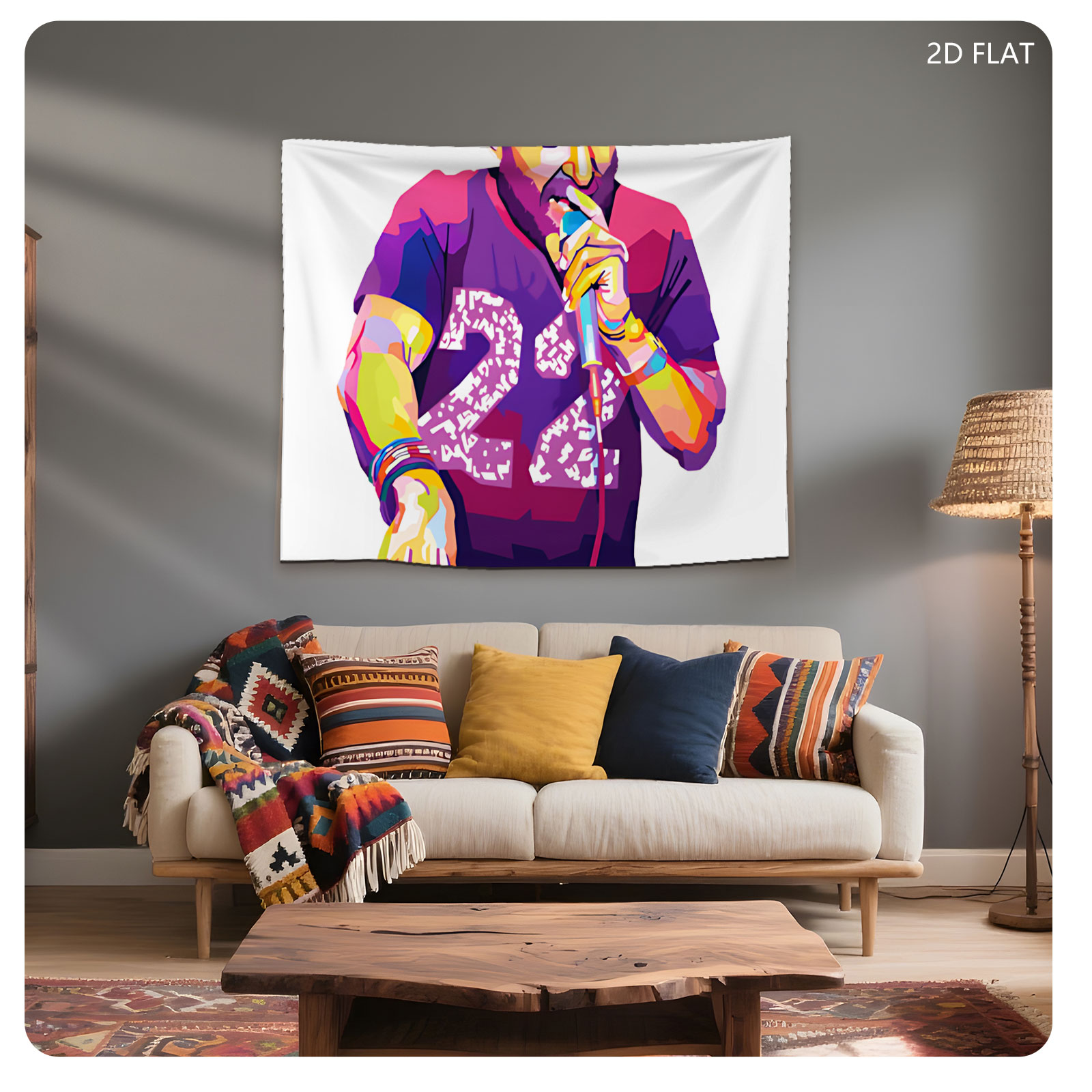 DJ with Colorful Hair and Microphone at Turntable - Tapestry