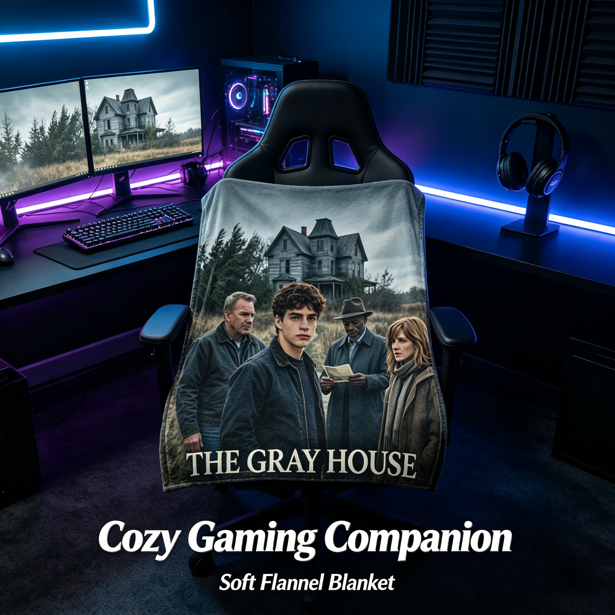 Custom Face Blanket The Gray House Movie Character Flannel Blanket for Cozy Home Use, Perfect Gift or Giveaway Item