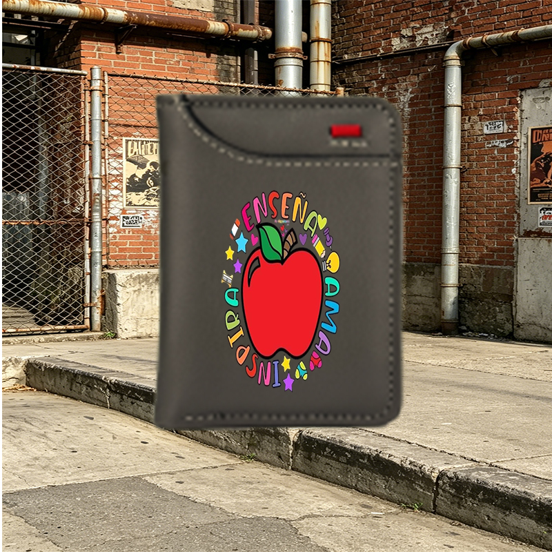 Unisex Vertical Wallet with Colorful Apple and 
