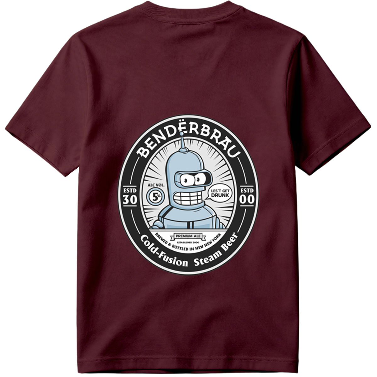 Bender Brau: Cold-Fusion Steam Beer Featuring Bender from Futurama - Tee