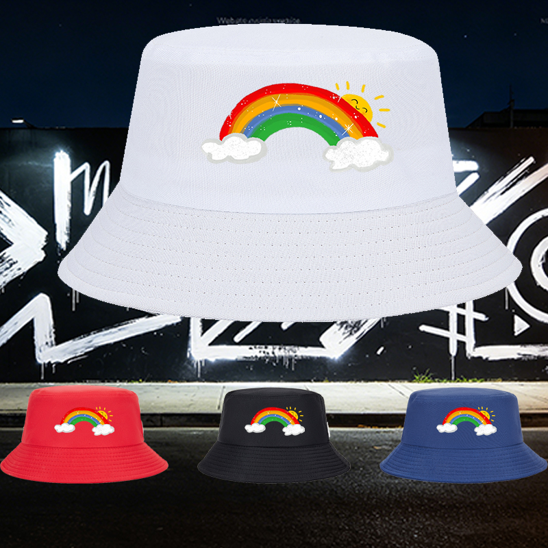 Unisex Rainbow Sun Print Bucket Hat for Outdoor Activities, Classic Stylish Design Perfect for Men and Women, Ideal for Beach, Hiking, Daily Wear, Casual Fashion Accessory