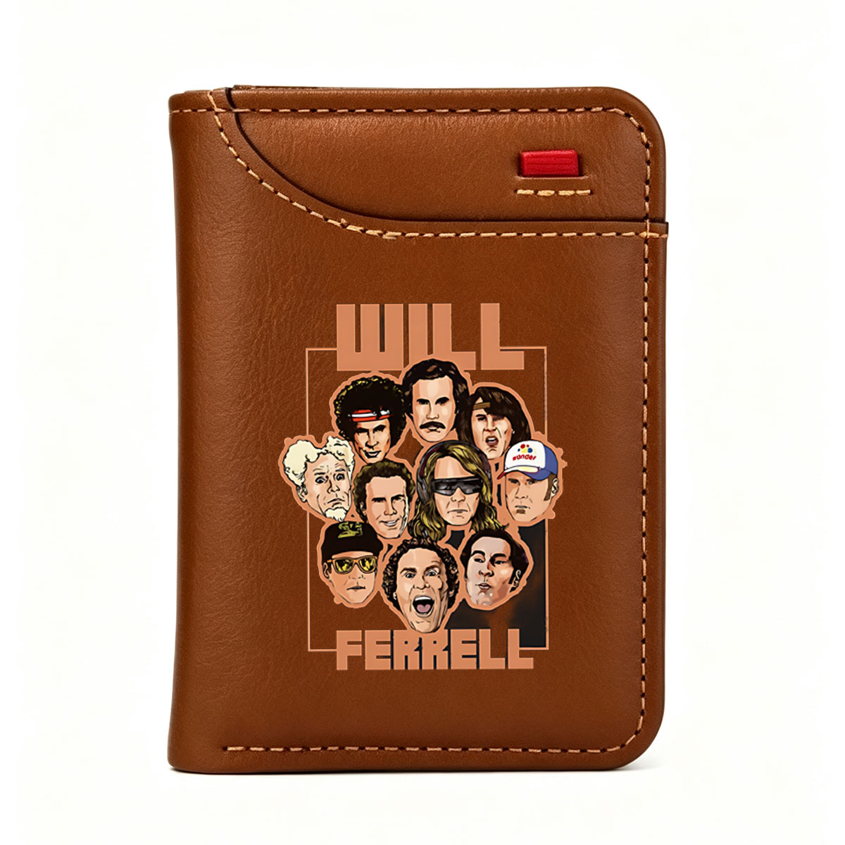 Will Ferrell: Iconic Characters and Roles Collage - Vertical Style Wallet