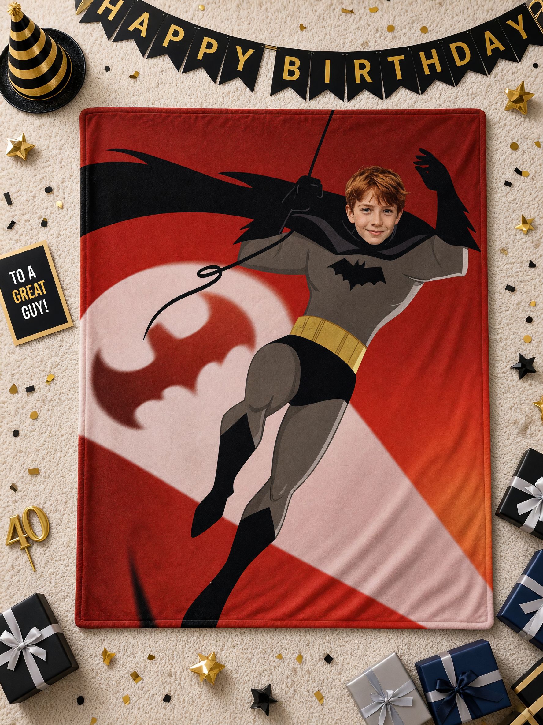Custom Photo Superhero Flannel Fleece Blanket Personalized Face Portrait Throw Lightweight Anti-Pilling Cozy Bedding