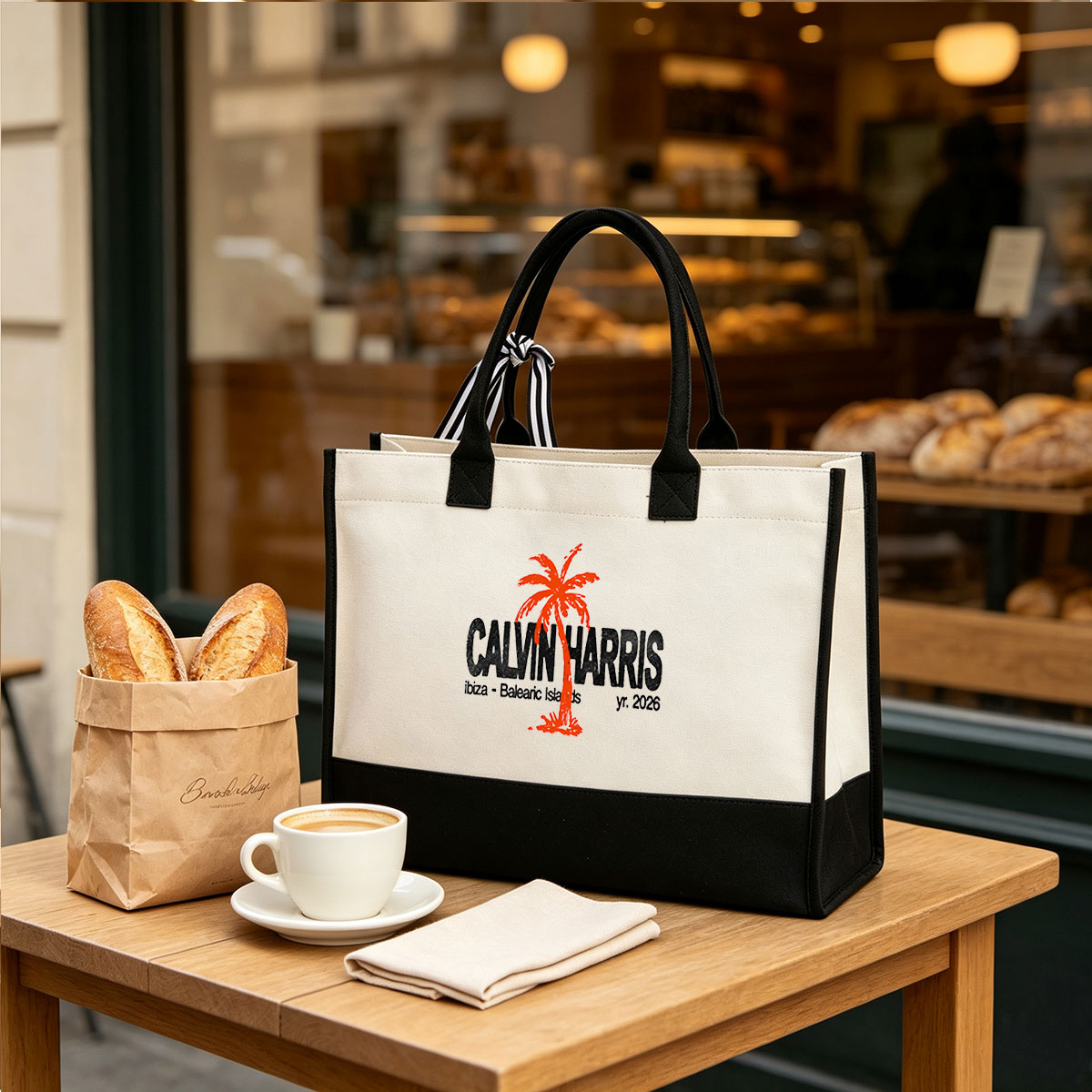 Calvin Harris Ibiza 2026 - Balearic Islands Event - Canvas patchwork gift tote bag