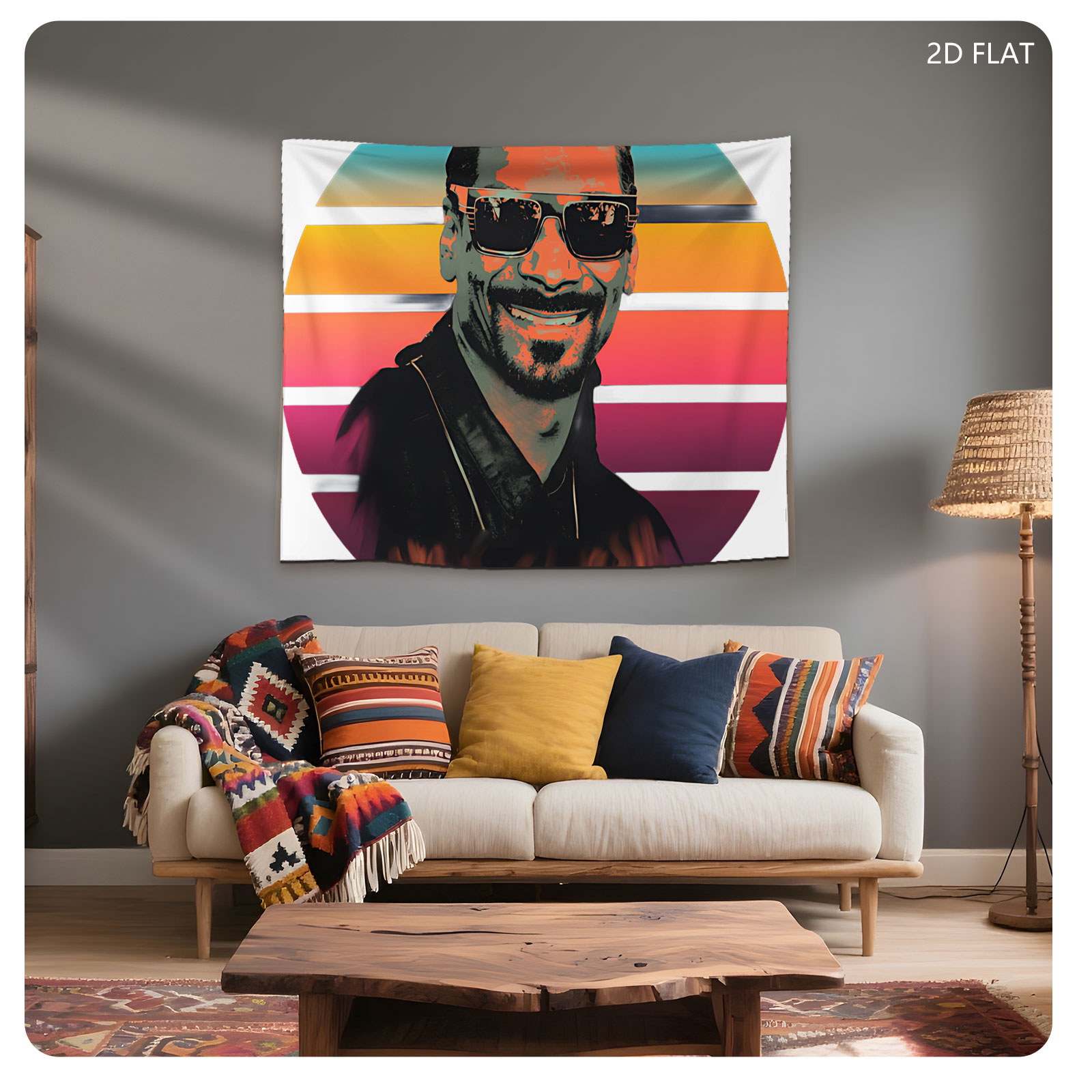 Snoop Dogg in Retro Sunset Portrait - Tapestry